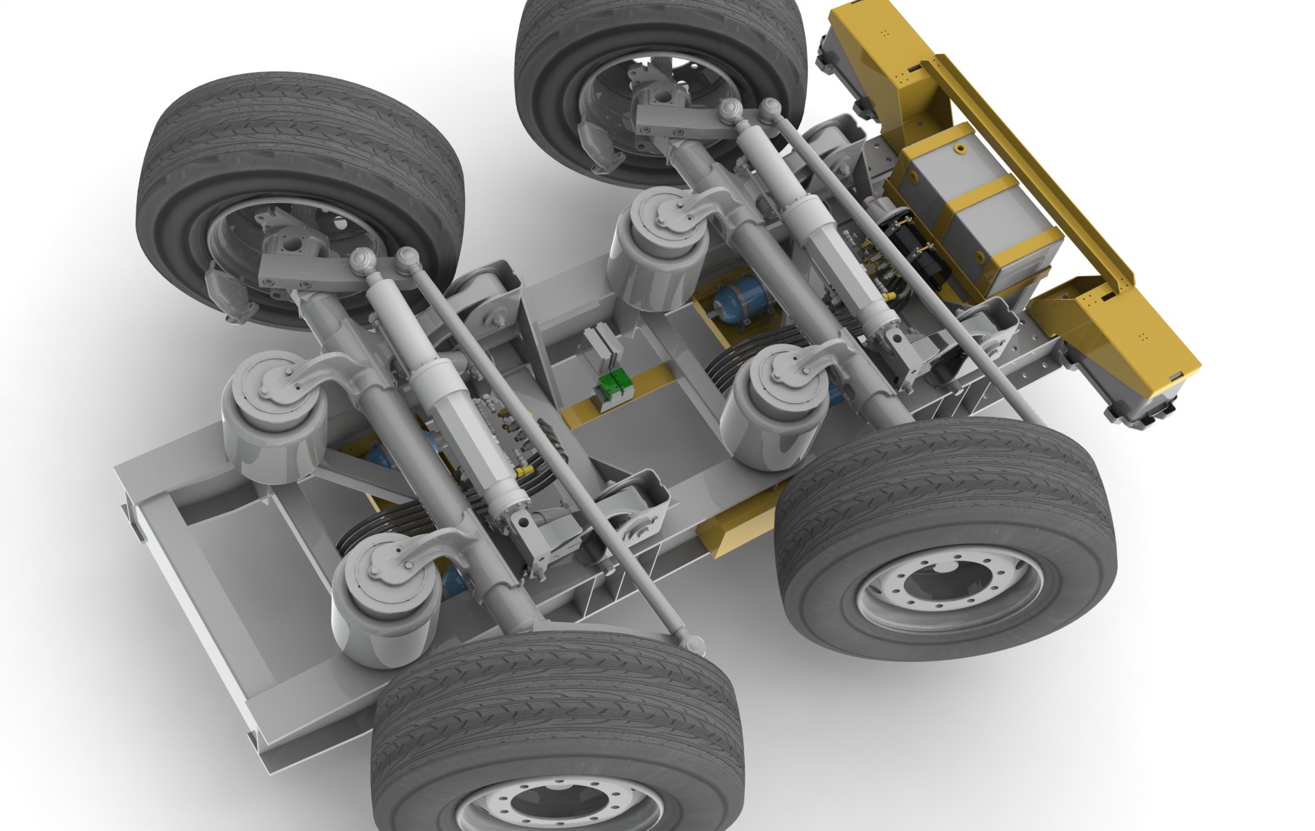 CAD view of active steering bogie